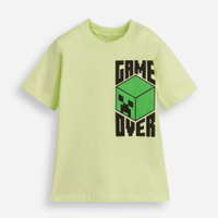 Camiseta infantil de algodão minecraft verde