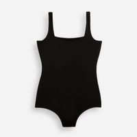Body infantil de poliamida decote quadrado preto