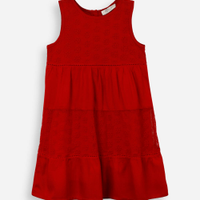 Vestido midi infantil tule bordado vermelho