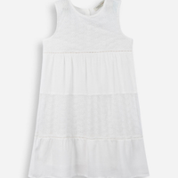 Vestido midi infantil tule bordado off white