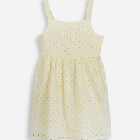 Vestido alça fina infantil de laise amarelo