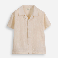Camisa infantil de algodão bordada bege