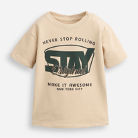 Camiseta infantil de algodão estampada bege
