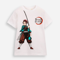 Camiseta infantil de algodão demon slayer off white