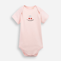 Body infantil de algodão manga curta estampado rosa