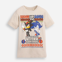 Camiseta de algodão infantil manga curta sonic bege