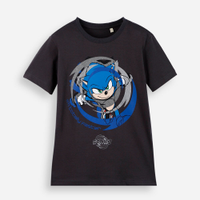Camiseta de algodão infantil manga curta sonic cinza