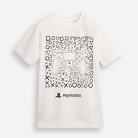 Camiseta de algodão infantil playstation texturizada off white