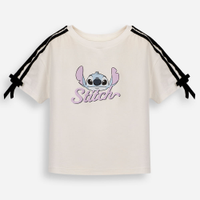 Camiseta infantil com laço stitch off white