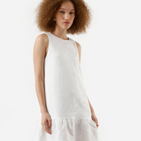 Vestido curto feminino de jacquard com recorte texturizado branco