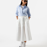 Saia midi feminina de algodão com pregas off white
