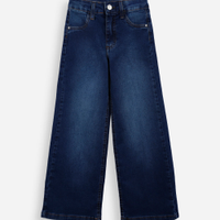 Calça wide leg infantil jeans azul