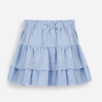 Shorts saia infantil em viscolinho azul