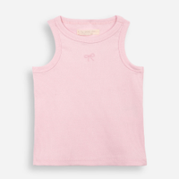 Regata infantil de algodão com bordado canelada rosa