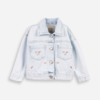 Jaqueta infantil jeans com bordado azul