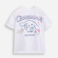 Camiseta de algodão infantil manga curta cinnamoroll off white
