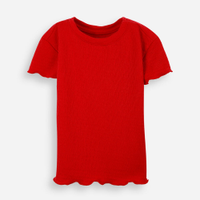 Blusa infantil texturizada com frufru vermelha