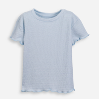 Blusa infantil texturizada com frufru azul