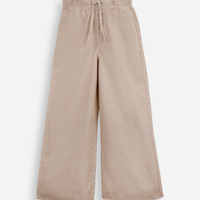 Calça infantil wide leg cós elástico bege