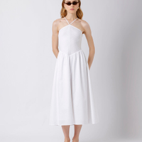 Vestido midi feminino de algodão halterneck mindset off white