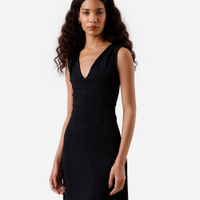 Vestido curto feminino decote v com recortes preto