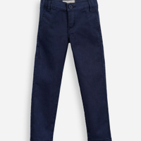 Calça slim chino infantil de sarja azul