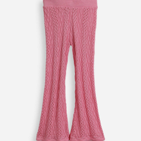 Calça flare infantil de tricô rosa
