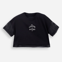 Blusa infantil tela mangas curtas preta