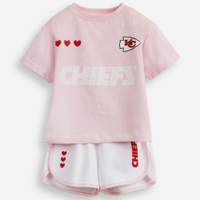 Conjunto curto infantil de algodão kansas city nfl rosa