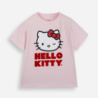 Camiseta infantil em algodão hello kitty rosa