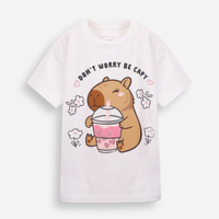 Camiseta infantil de algodão capivara com glitter off white