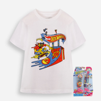 Camiseta infantil de algodão hot wheels com brinde off white