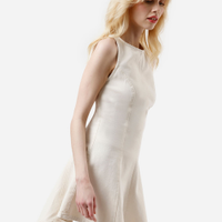 Vestido curto feminino de sarja com recortes off white