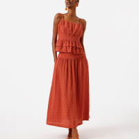 Saia midi feminina texturizada laranja
