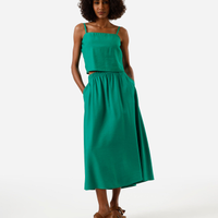 Saia midi feminina com viscose cós elástico verde