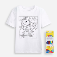 Camiseta infantil de algodão capygoods com brinde canetinhas laváveis off white