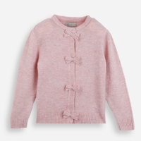 Cardigan infantil de tricot com laços rosa