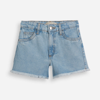 Short infantil jeans com barra desfiada azul