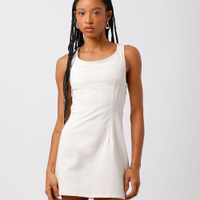 Vestido curto feminino de sarja com nervuras mindset off white