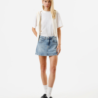Minissaia jeans cintura alta azul