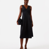 Vestido midi feminino decote v preto