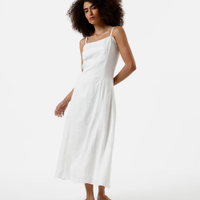 Vestido midi feminino com bordado off white