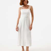Vestido alça fina feminino de sarja off white