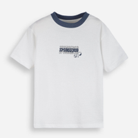 Camiseta infantil de algodão bob esponja off white