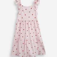 Vestido infantil com recorte xadrez colorido
