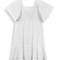 Vestido infantil manga ampla com brilhos off white