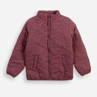 Jaqueta puffer infantil gola alta laço vinho