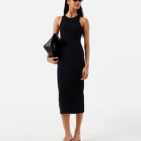 Vestido midi tubinho feminino de algodão básico preto