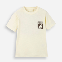 Camiseta infantil de algodão estampada amarela