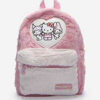 Mochila infantil de pelúcia hello kitty e amigos rosa